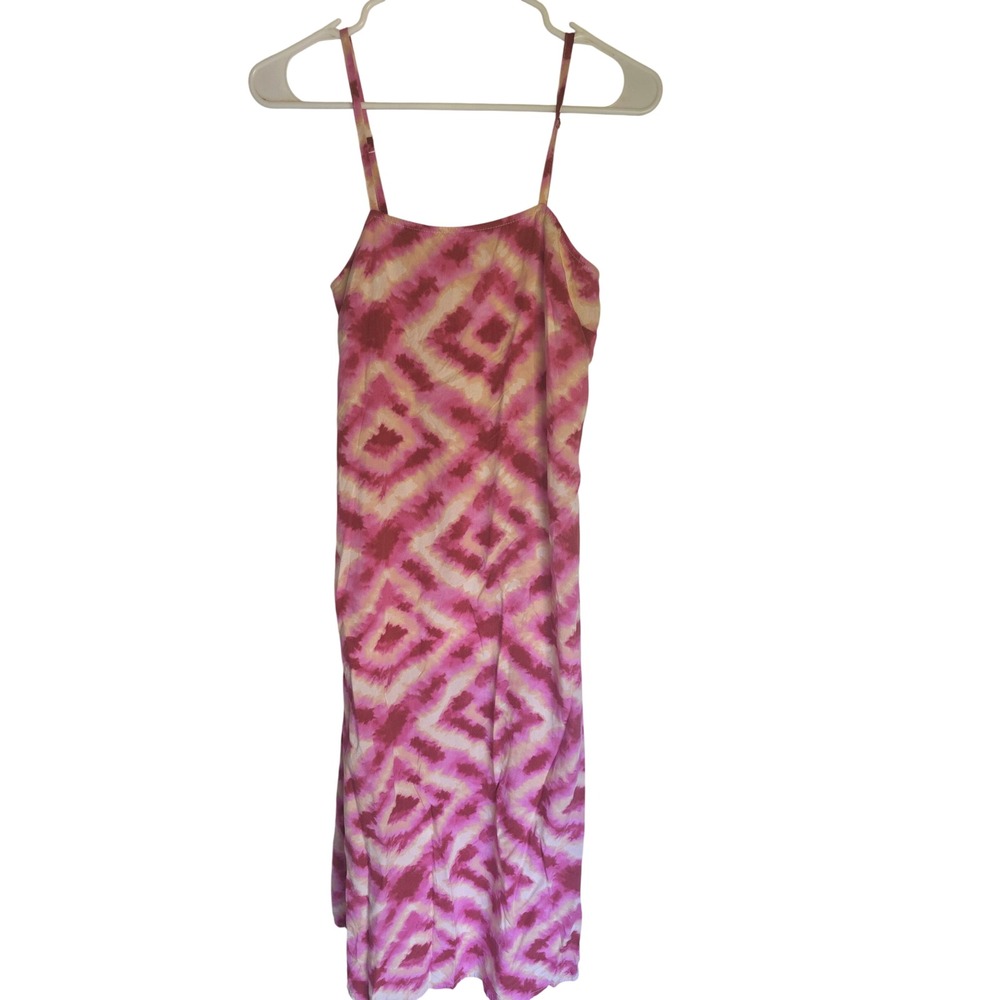 Jopna Pink Purple Tie Dye Midi Dress XS Rayon Smocked Back Spaghettiβ Strap